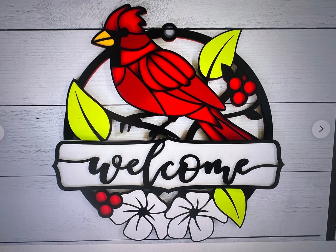 Cardinal Note Welcom Cardinal Welcome Sign – Tempest Creations Company