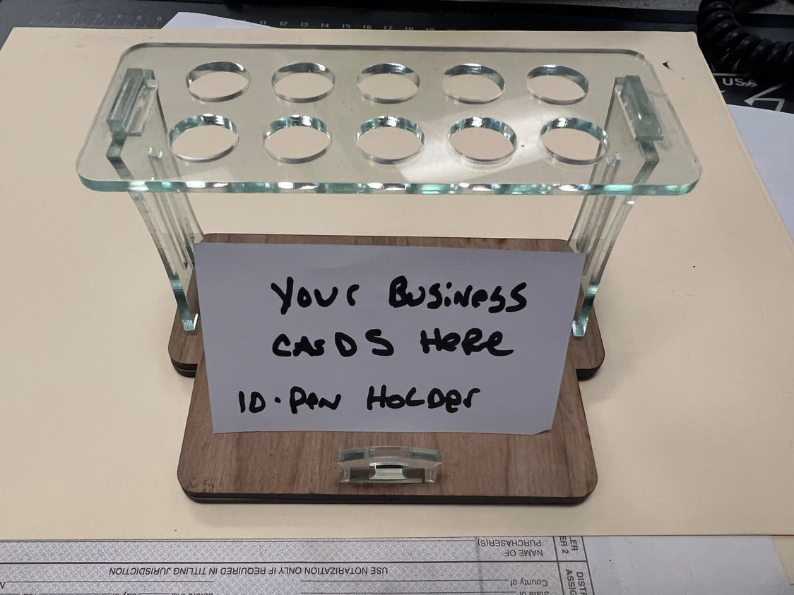 Wood & Acrylic Business Card and Pen holder